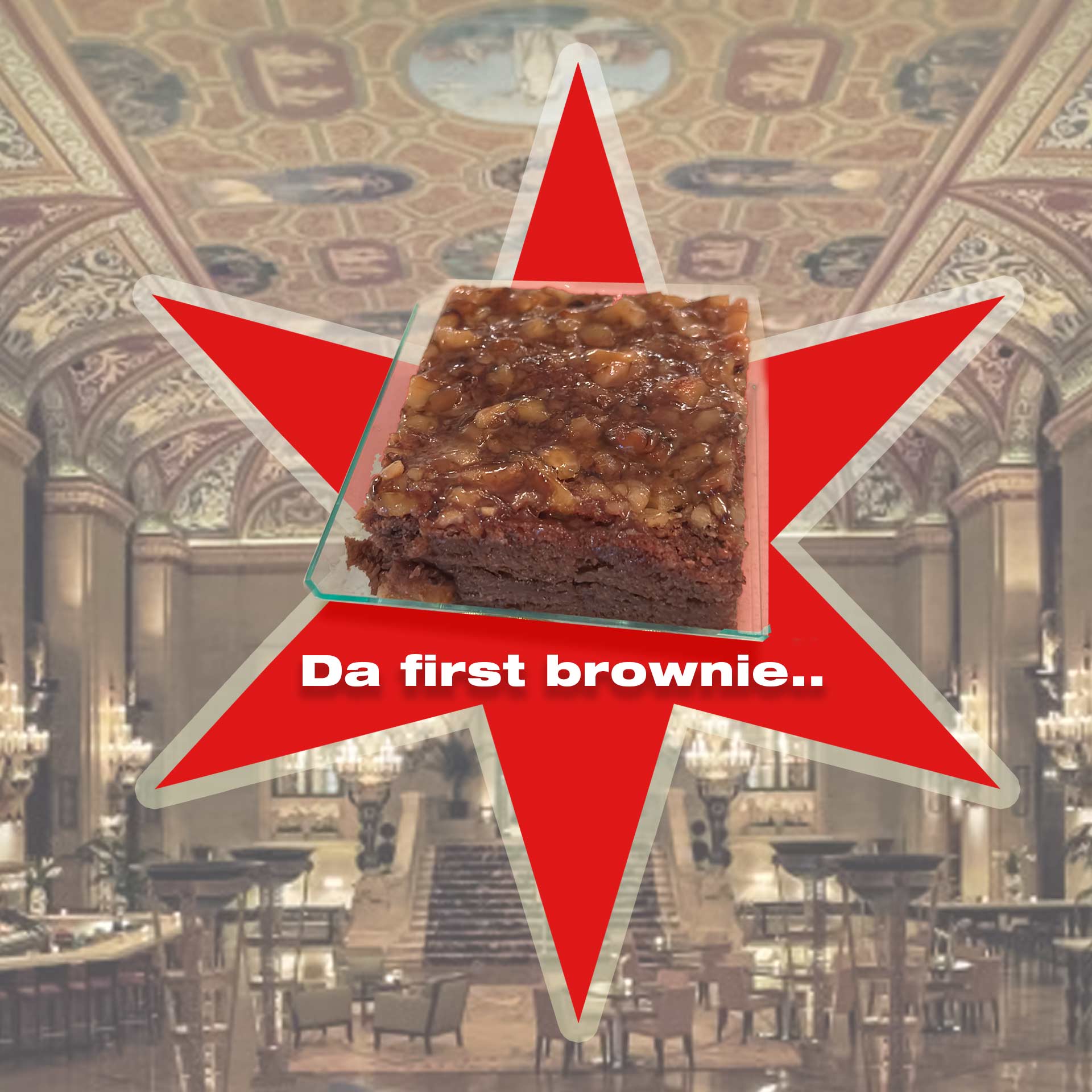 A Palmer House brownie with apricot glaze and walnuts, served at the Palmer House Hilton in Chicago