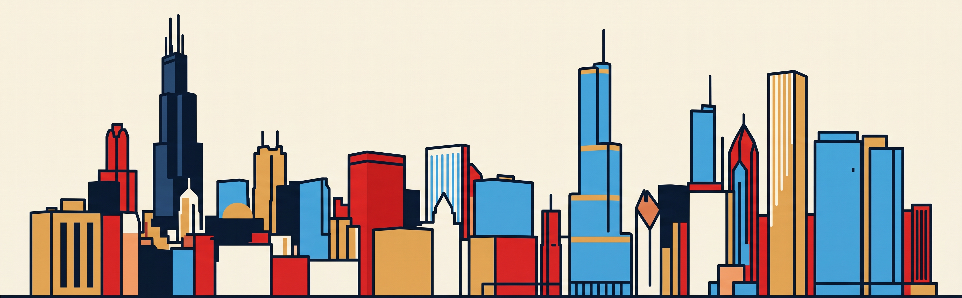 An illustrated Chicago downtown skyline